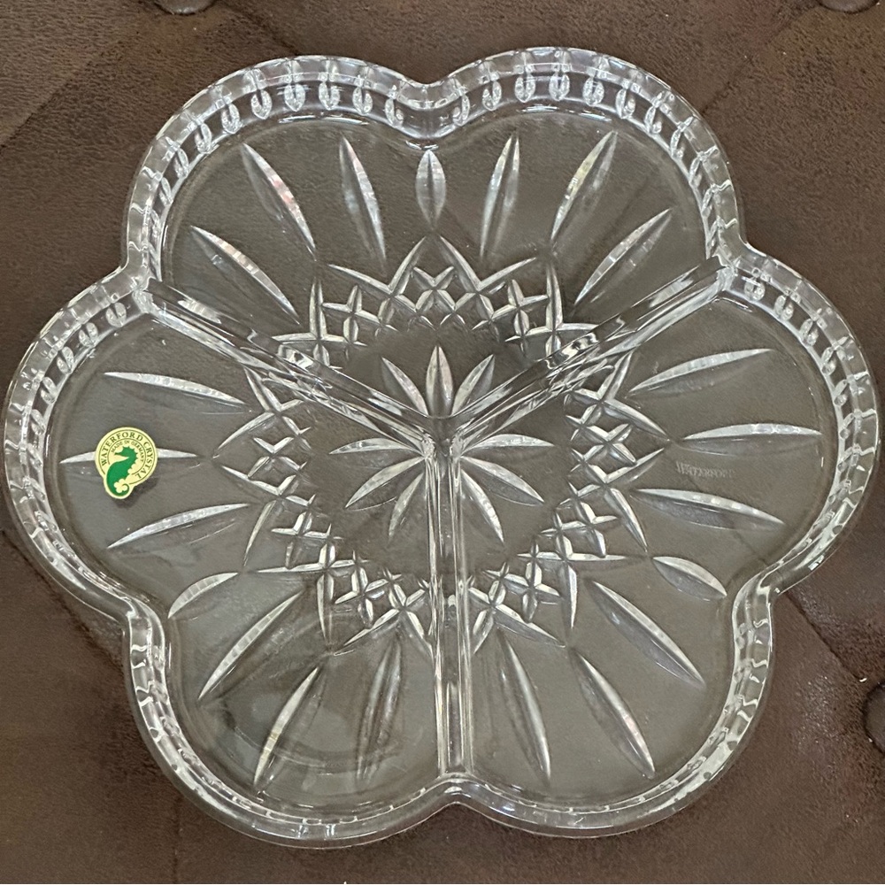 Waterford Lismore 3 Part Serving Dish; 9 1/4 in; Discontinued Piece